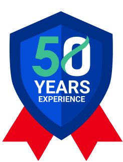 A 50-year experience badge logo