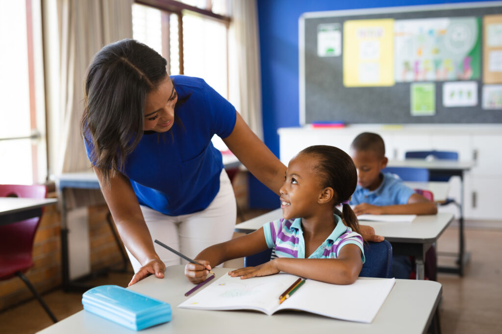 teacher with student