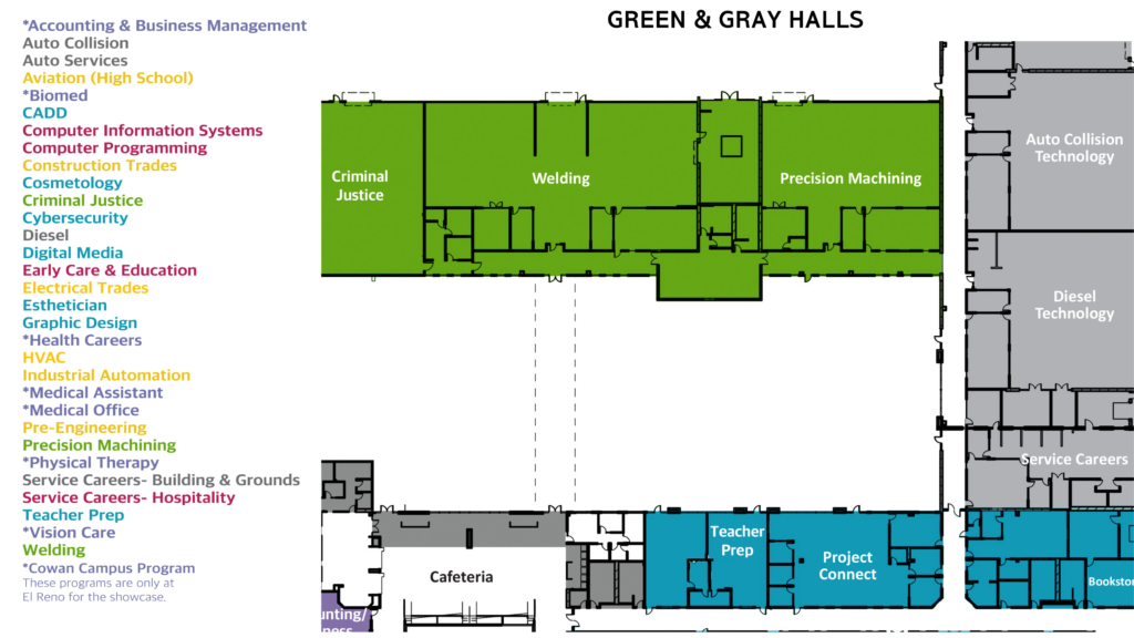 map green hall with gray hall